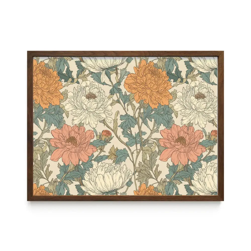 Art Nouveau Pink and Orange Floral - Framed Wall Art