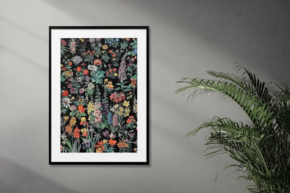Art Nouveau Poster Black Floral Print Large Artwork by My Store