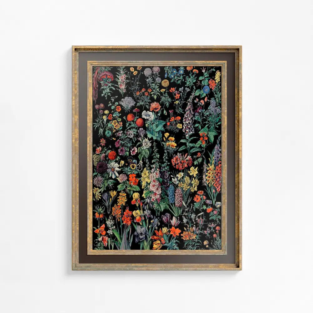 Art Nouveau Poster Black Floral Print Large Artwork by My Store