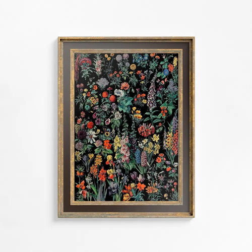 Art Nouveau Poster Black Floral Print Large Artwork by My Store