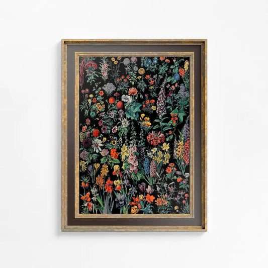 Art Nouveau Poster Black Floral Print Large Artwork by My Store