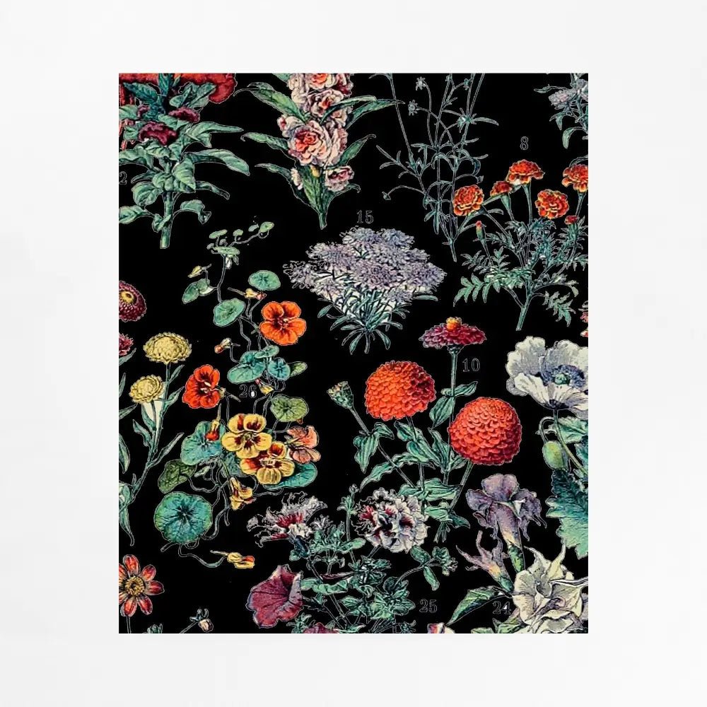Art Nouveau Poster Black Floral Print Large Artwork by My Store