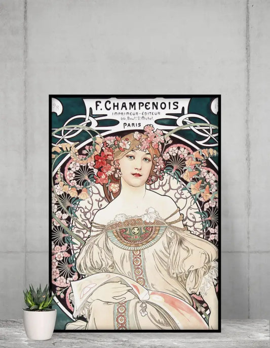Art Nouveau Poster Mucha Green Bohemian Print Premium Matte Finish for Elegant Home Decor by My Store