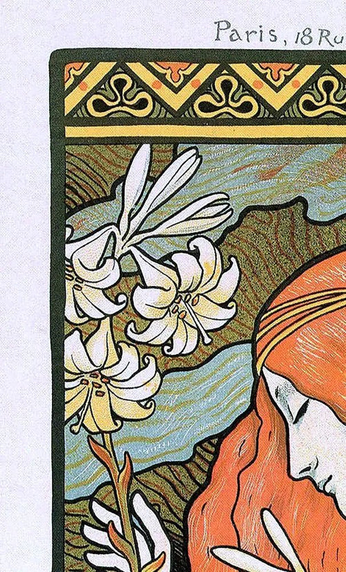 Art Nouveau Print Paul Brothers Vintage Orange Green Large by My Store