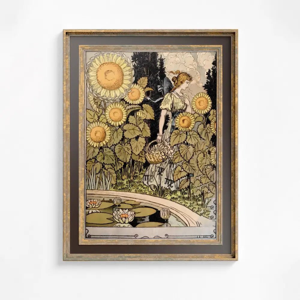 Art Nouveau Sunflowers Print By Eugène Grasset Vintage Shabby Chic Poster For Elegant Living Room by My Store