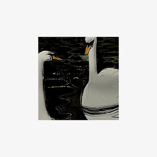 Art Nouveau Swan Art Print Premium Archival Matte Paper 230 GSM Vintage Swans In Water by DesignBohemian