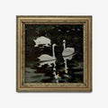 Art Nouveau Swan Art Print Premium Archival Matte Paper 230 GSM Vintage Swans In Water by DesignBohemian