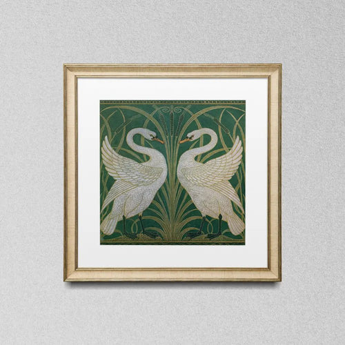 Art Nouveau Swans Art Print By Walter Crane Vintage Bird Wall Art Calming Green And Beige by My Store