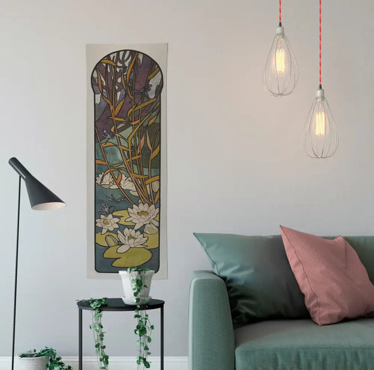 Art Nouveau Tapestry - Lotus - Bohemian Wall Hanging -Boho - Mucha by DesignBohemian