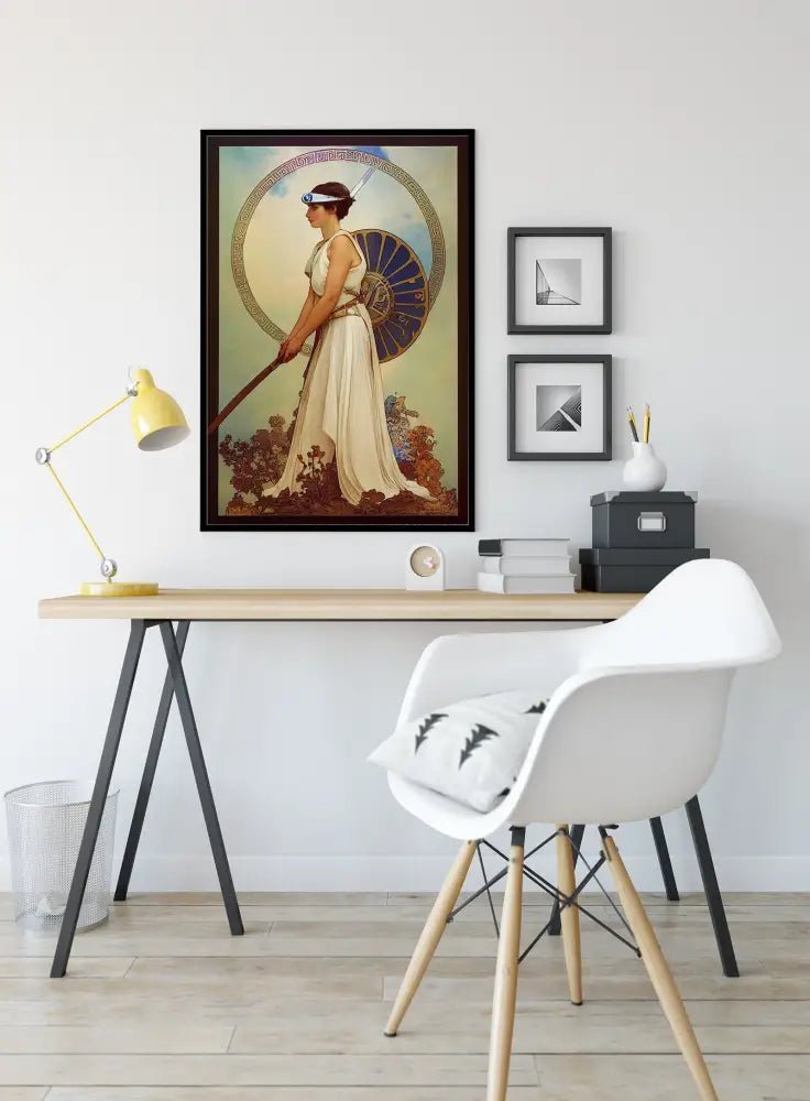 Athena Greek Goddess Poster In Mucha Style Wall Art Print For Elegant Classical Decor by My Store