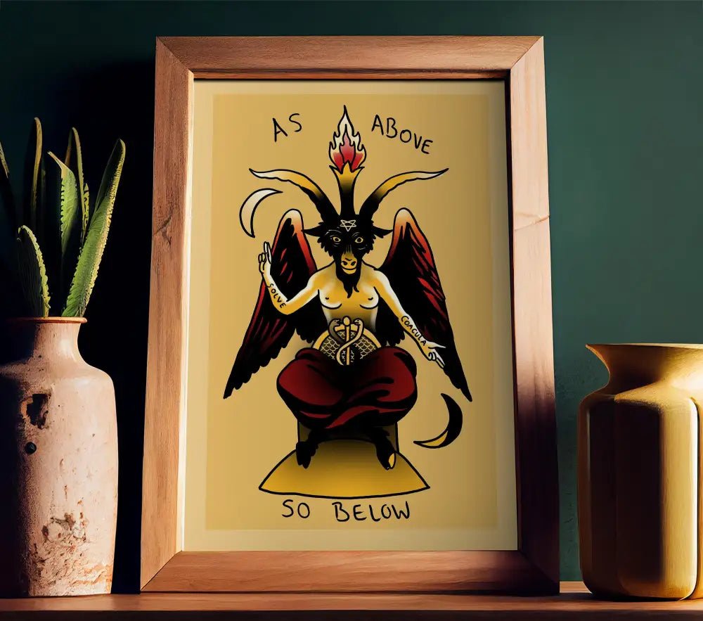Baphomet Tattoo Poster As Above So Below No Frame Art Print Horned Goat Of Mendes by My Store
