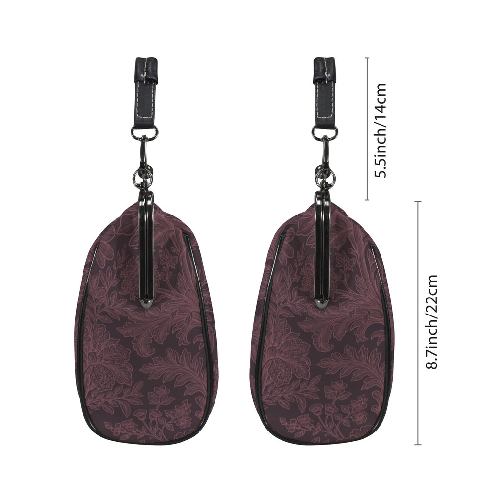 Gothic Romance Floral Kisslock Handbag – Burgundy Botanical Purse