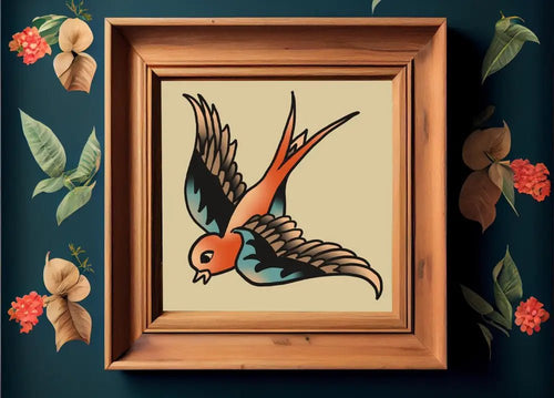 Bird Tattoo Wall Art Swallow Poster Unframed No Frame Home Decor For Modern Living Rooms by My Store