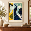 Art Nouveau Bird Print – Peacock, Swan and Heron