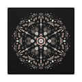 Black and Pink Botanical Mandala Canvas Art Print, Wall Decor, Home Accents, Nature Inspired, Meditation Space Decor - DesignBohemian