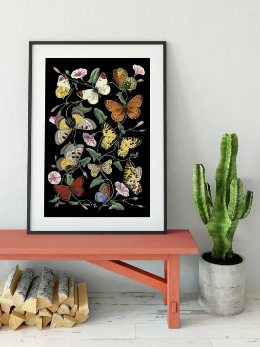 Black Butterflies Vintage Poster Artwork, Elegant Boho Wall Decor, Archival Print by My Store