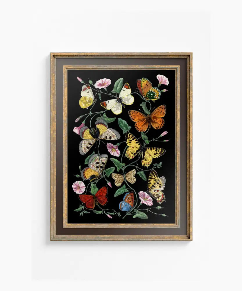 Black Butterflies Vintage Poster Artwork, Elegant Boho Wall Decor, Archival Print by My Store