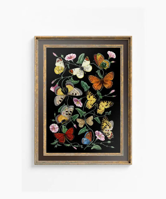 Black Butterflies Vintage Poster Artwork, Elegant Boho Wall Decor, Archival Print by My Store