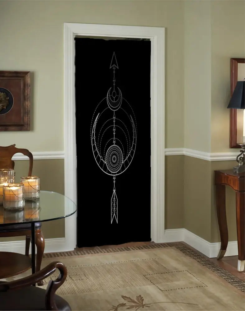 Black White Moon Arrow Curtain Door Panel Curtains Moon Alchemy Design Bohemian Art by DesignBohemian