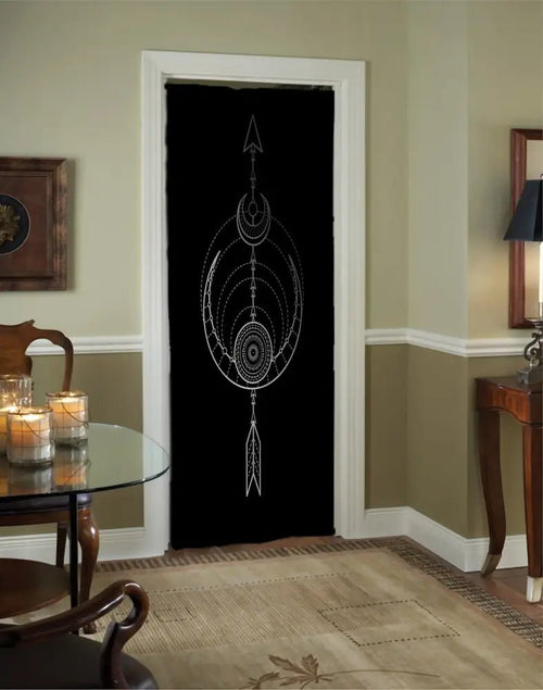 Black White Moon Arrow Curtain Door Panel Curtains Moon Alchemy Design Bohemian Art by DesignBohemian