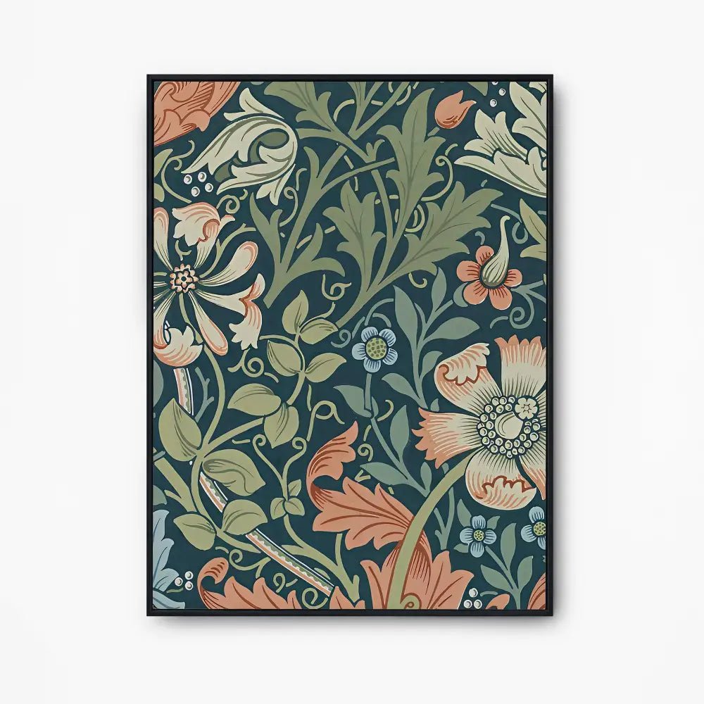 Blue And Orange William Morris Vintage Floral Print On Archival Paper by DesignBohemian