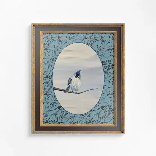 Blue Bird Painting - Vintage Print Illustration - Bird Lover Poster - Art Nouveau