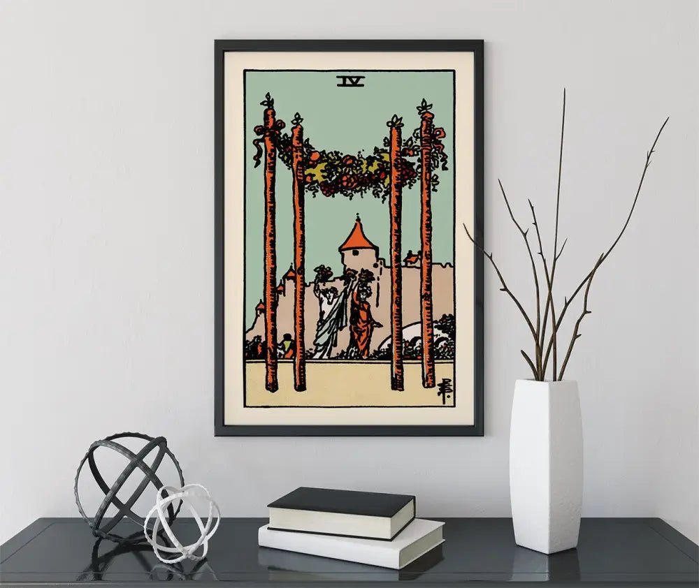 Blue Sky Four Of Wands Tarot Card Print No Frame Wall Art Poster For Living Room Decor by My Store