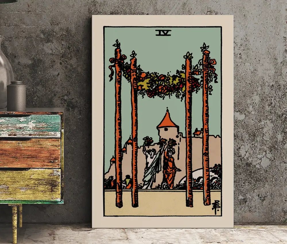 Blue Sky Four Of Wands Tarot Card Print No Frame Wall Art Poster For Living Room Decor by My Store