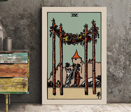 Blue Sky Four Of Wands Tarot Card Print No Frame Wall Art Poster For Living Room Decor by My Store