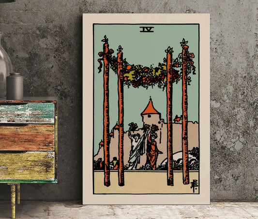 Blue Sky Four Of Wands Tarot Card Print No Frame Wall Art Poster For Living Room Decor by My Store