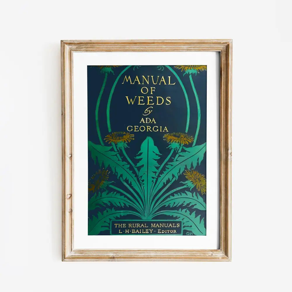 Blue Vintage Book Cover Print Art Nouveau Floral Poster A Manual Of Weeds Premium Archival Matte by My Store