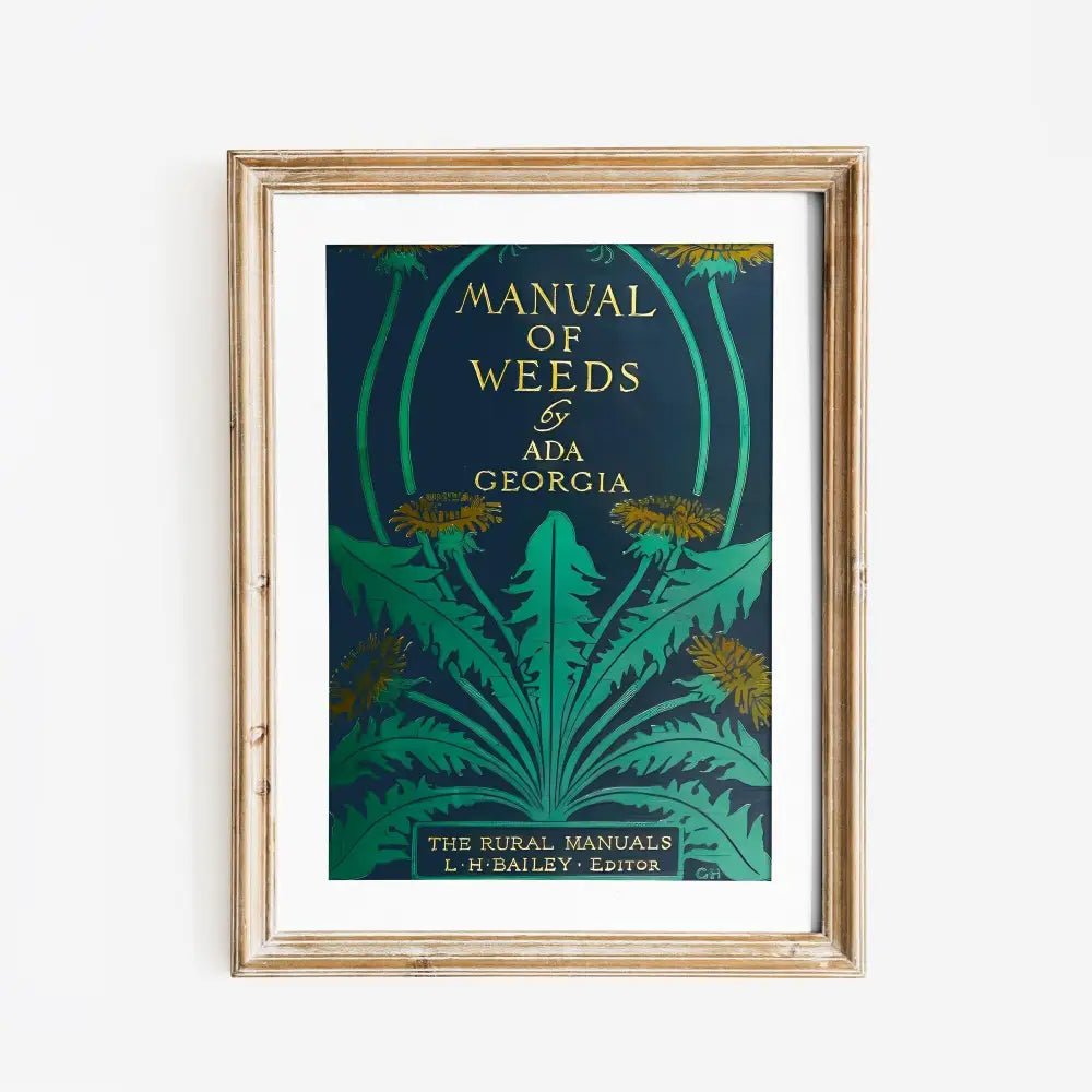 Blue Vintage Book Cover Print Art Nouveau Floral Poster A Manual Of Weeds Premium Archival Matte by My Store
