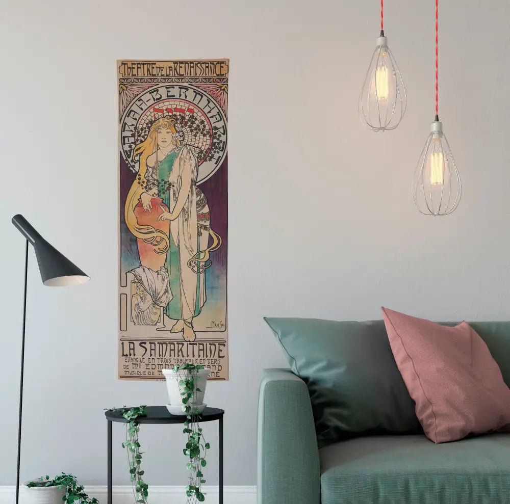Bohemian Art Nouveau Tapestry - Bohemian Wall Hanging -Boho - Pastel Mucha by DesignBohemian