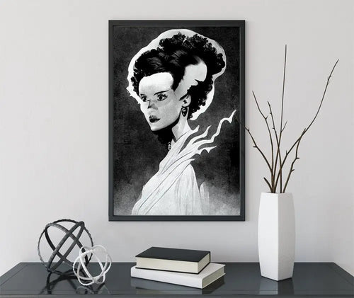 Bride Of Frankenstein Print Unframed Halloween Monster Poster Classic Artwork For Home Decor by My Store