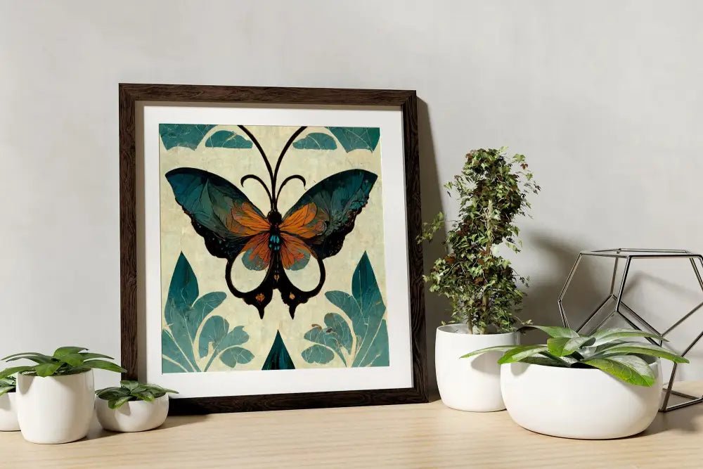 Butterfly Mandala Art Nouveau Square Print Premium Matte Paper by DesignBohemian