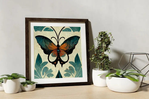 Butterfly Mandala Art Nouveau Square Print Premium Matte Paper by DesignBohemian