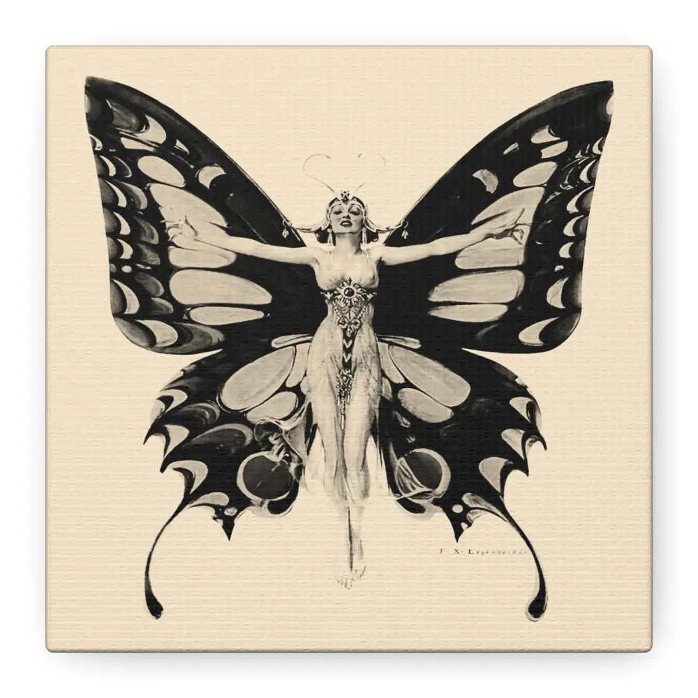 Butterfly Woman Art Nouveau Canvas Print: Bohemian Wall Decor by DesignBohemian