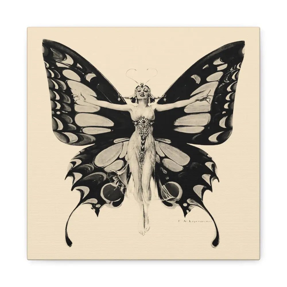Butterfly Woman Art Nouveau Canvas Print: Bohemian Wall Decor by DesignBohemian