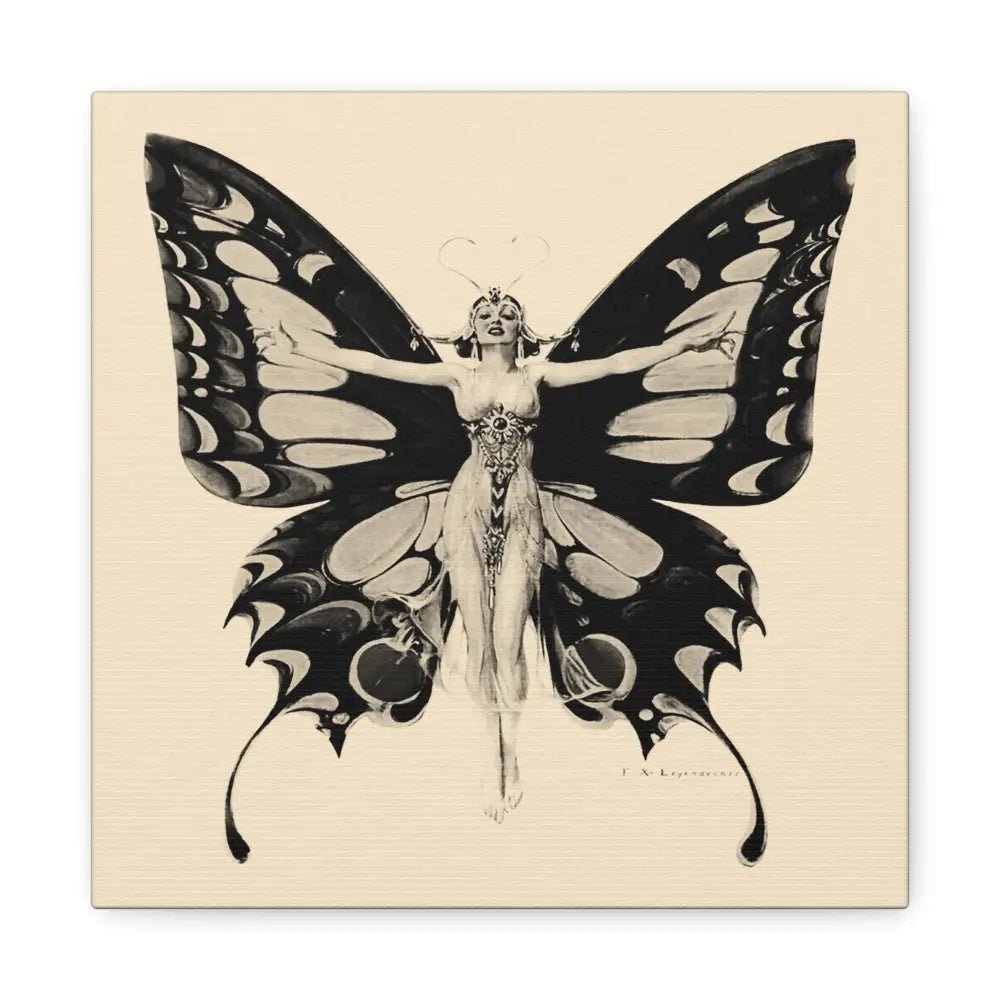 Butterfly Woman Art Nouveau Canvas Print: Bohemian Wall Decor by DesignBohemian