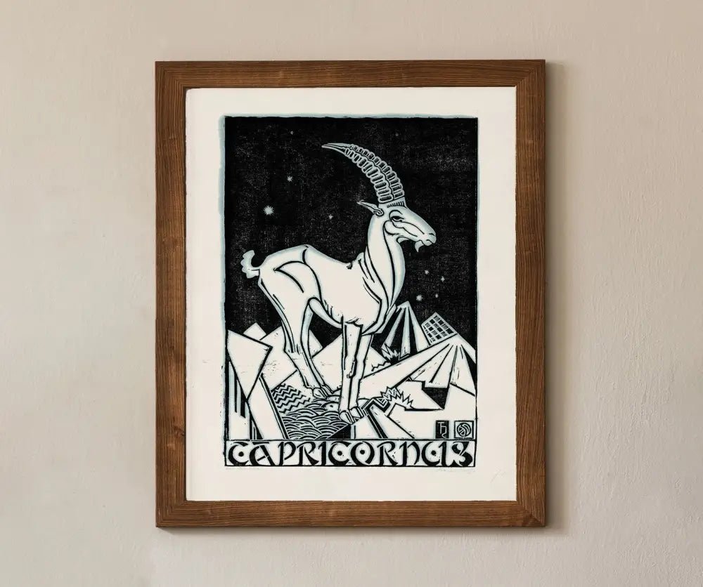 Capricorn Astrological Sign Poster Vintage Zodiac Art Mid Century Modern Decor Gift by My Store