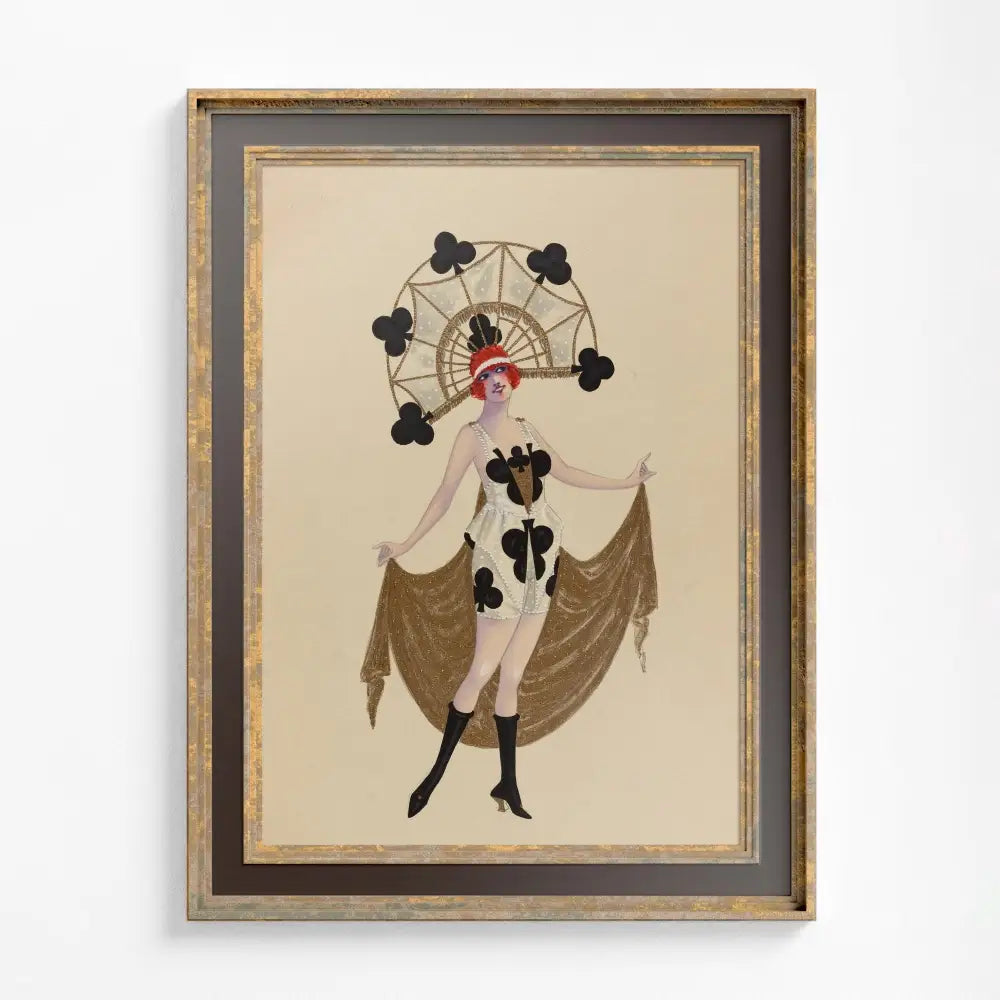 Clubs Playing Card Art Print: Vintage Costume Fashion by DesignBohemian