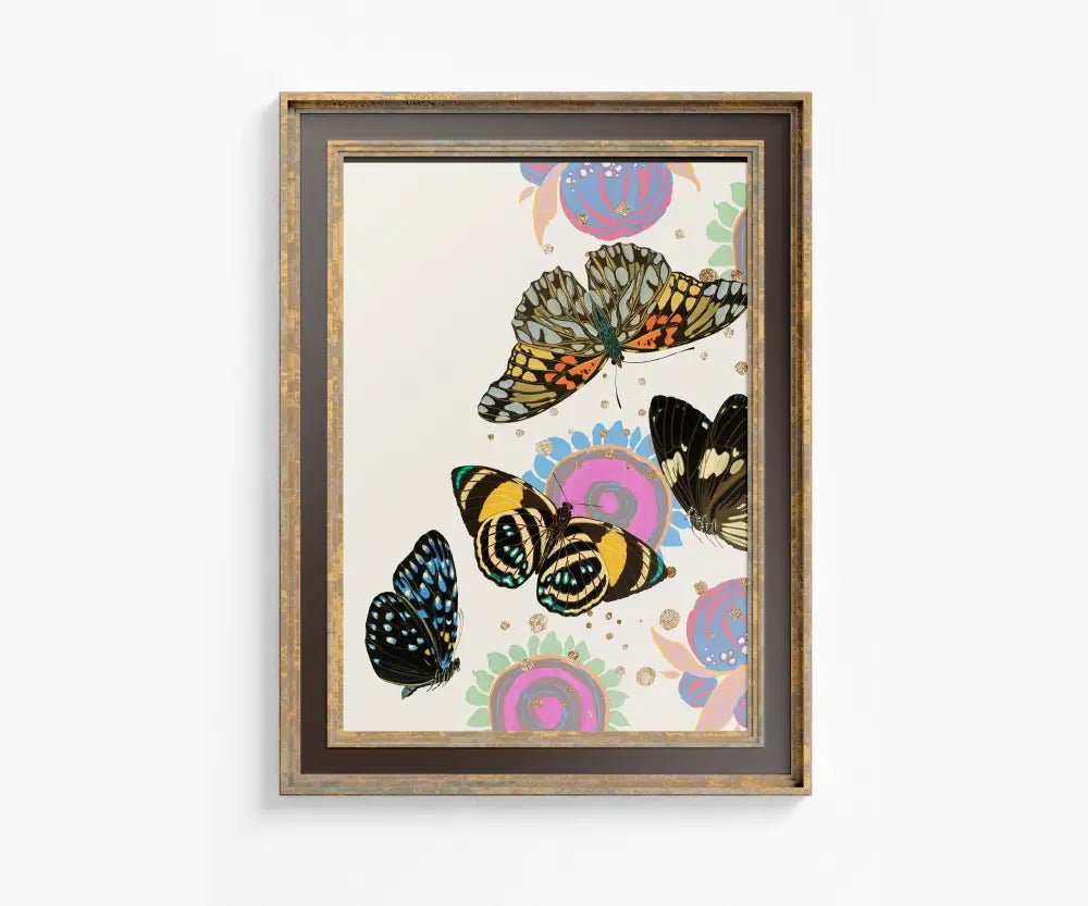 Colorful Butterflies Print By E.A. Seguy Vintage Butterfly Poster Bohemian Large Artwork by DesignBohemian