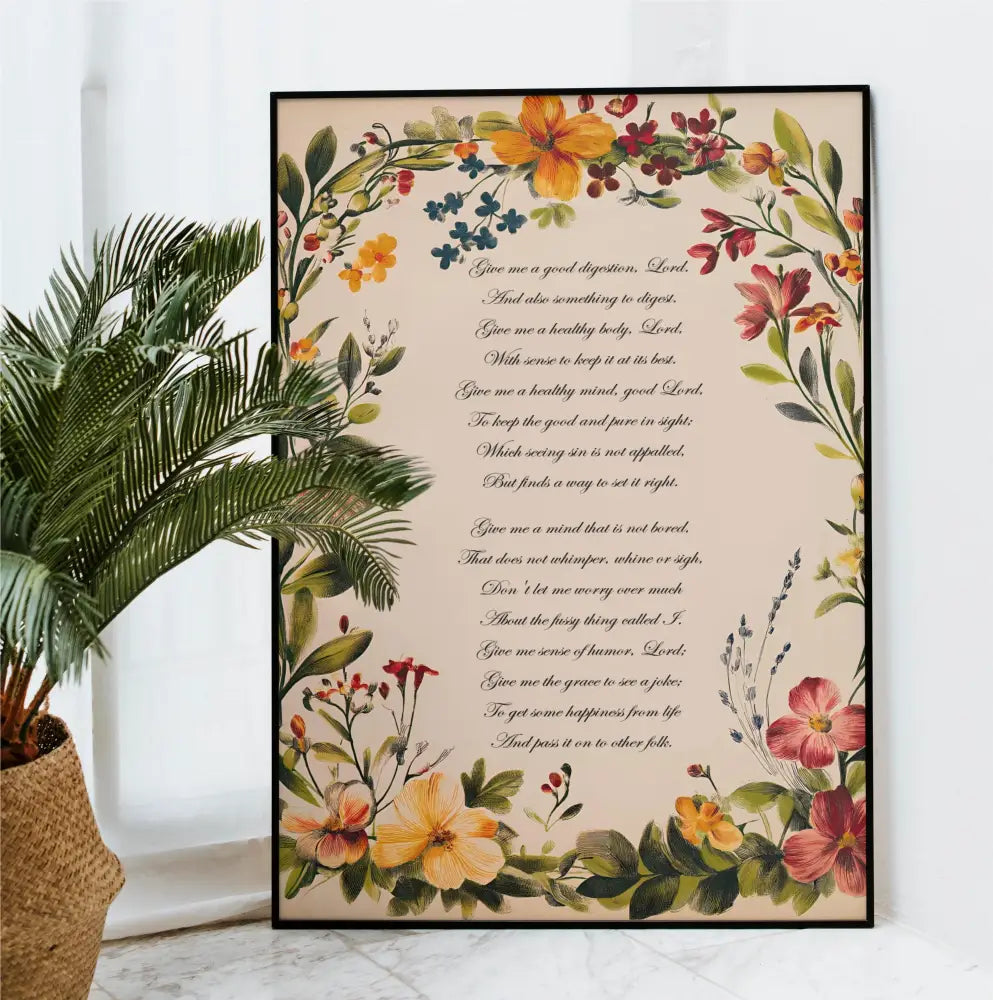 Customizable A Prayer Found In Chester Cathedral Poem Poster Vintage Floral Bohemian Wall Art by My Store