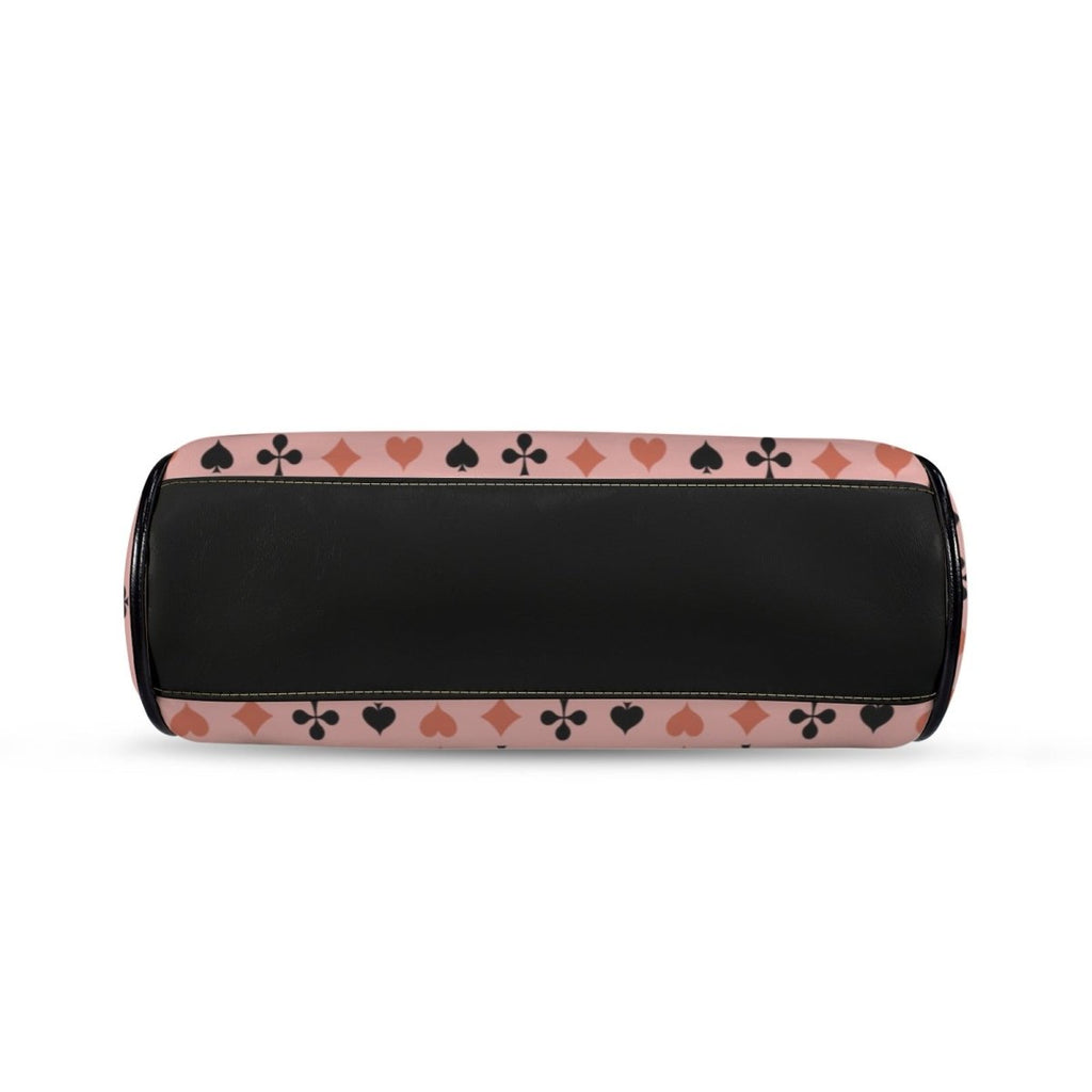 Playing Card Kiss Lock Handbag – Pink & Black Retro Crossbody Purse - DesignBohemian