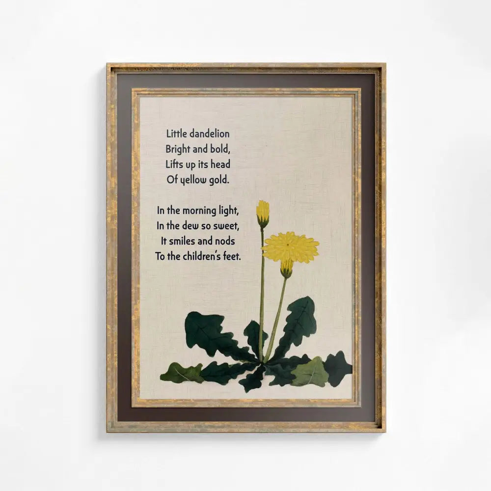 Dandelion Poem Print Earth Tone Summer Vintage Poster For Nursery by DesignBohemian