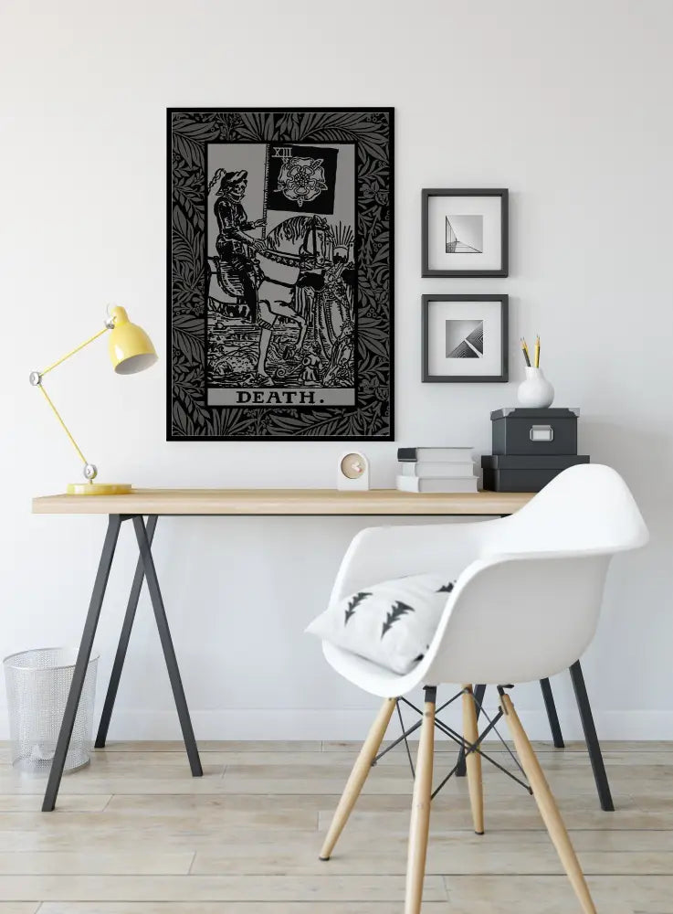 Death Tarot Card Gray and Black Poster No Frame by My Store