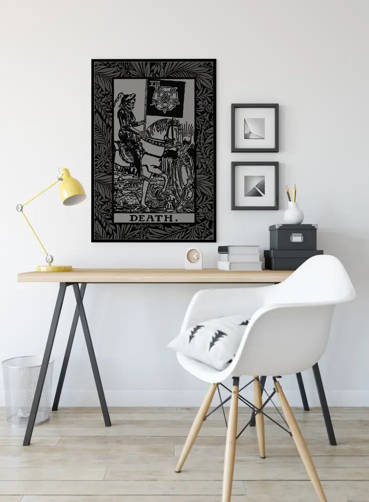Death Tarot Card Gray and Black Poster No Frame by My Store
