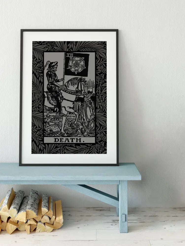 Death Tarot Card Gray and Black Poster No Frame by My Store