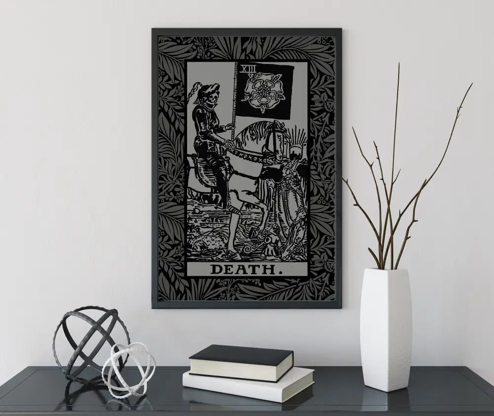 Death Tarot Card Gray and Black Poster No Frame by My Store
