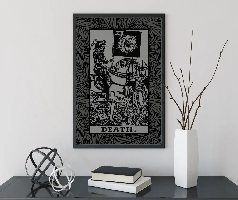 Death Tarot Card Gray and Black Poster No Frame by My Store